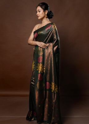 Green Dupion Silk Saree With Blouse Piece