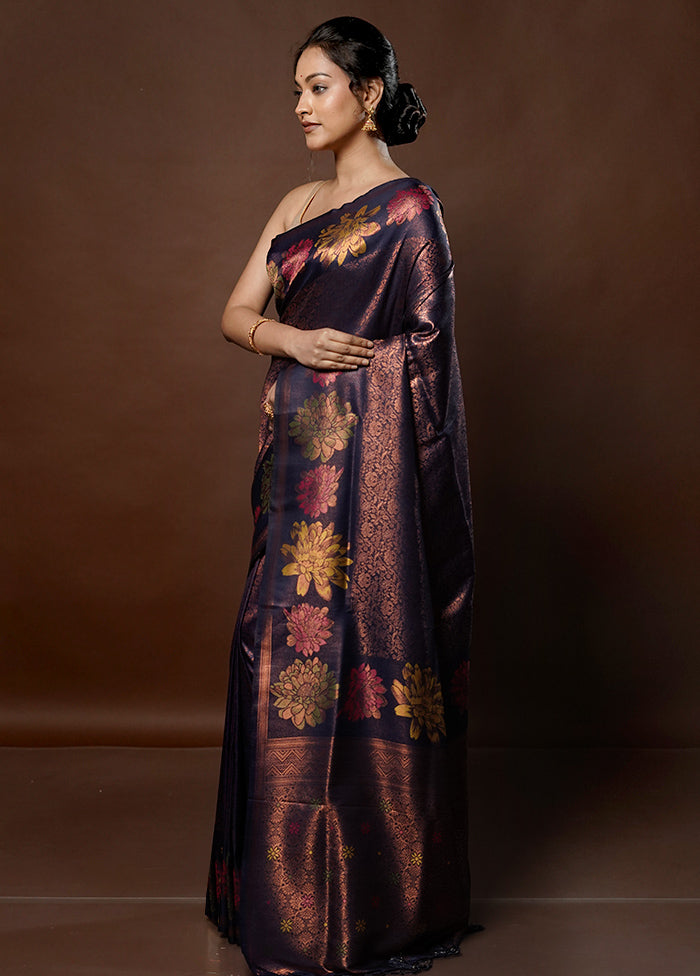 Maroon Dupion Silk Saree With Blouse Piece