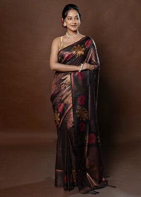 Black Dupion Silk Saree With Blouse Piece