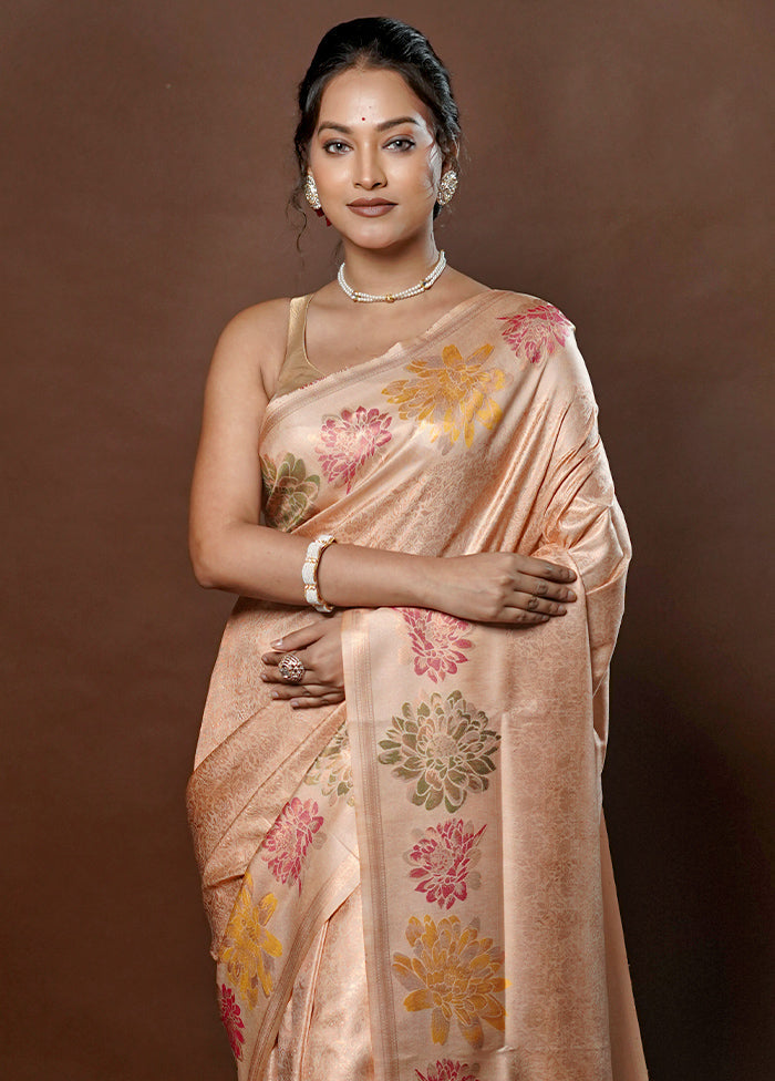 Cream Dupion Silk Saree With Blouse Piece