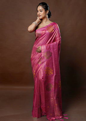 Pink Dupion Silk Saree With Blouse Piece