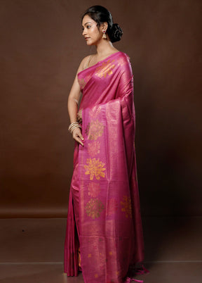 Pink Dupion Silk Saree With Blouse Piece