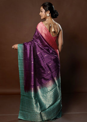 Purple Tussar Silk Saree With Blouse Piece - Indian Silk House Agencies