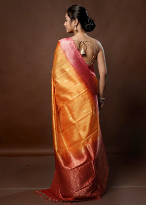 Yellow Tussar Silk Saree With Blouse Piece - Indian Silk House Agencies