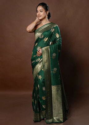 Green Dupion Silk Saree With Blouse Piece