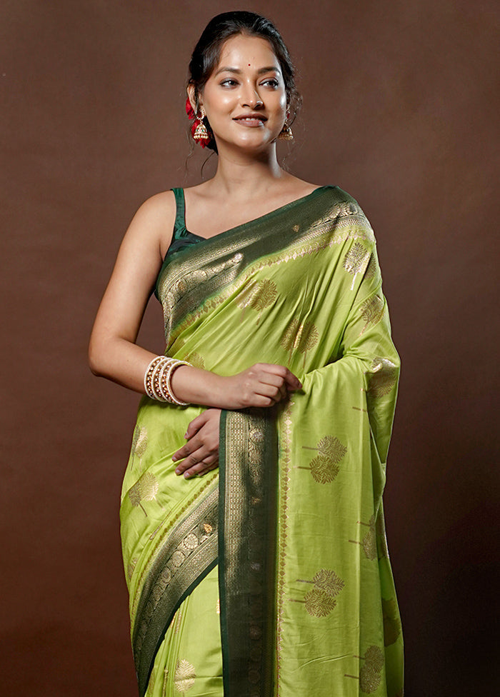 Green Dupion Silk Saree With Blouse Piece - Indian Silk House Agencies