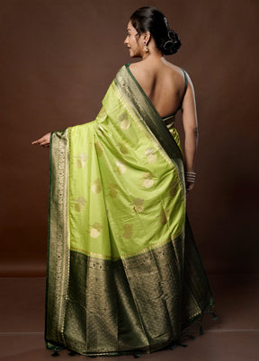 Green Dupion Silk Saree With Blouse Piece - Indian Silk House Agencies