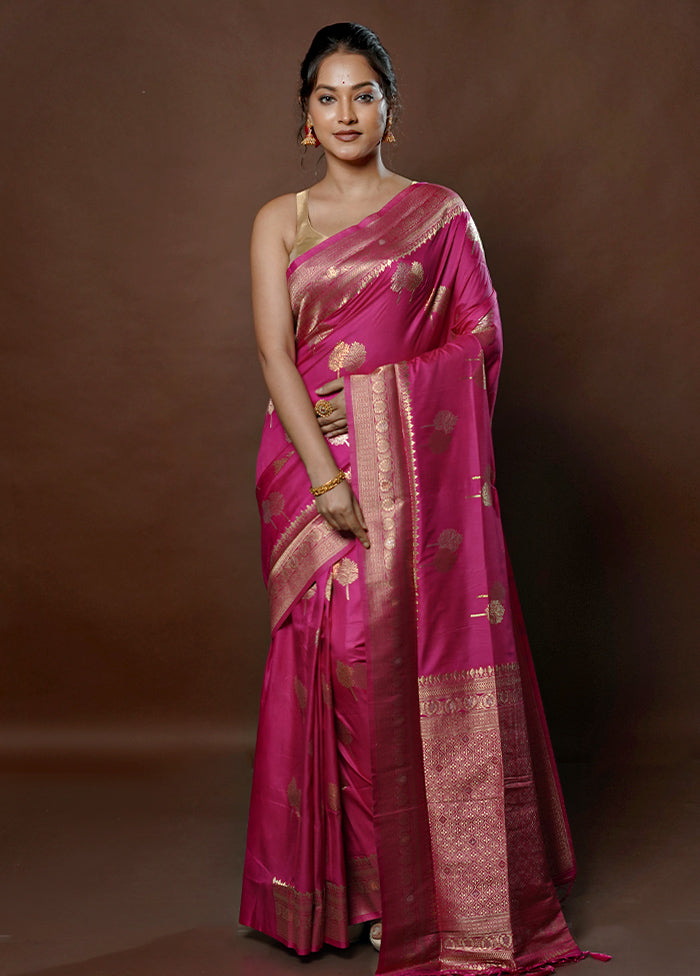 Pink Dupion Silk Saree With Blouse Piece - Indian Silk House Agencies