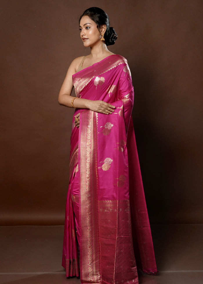 Pink Dupion Silk Saree With Blouse Piece