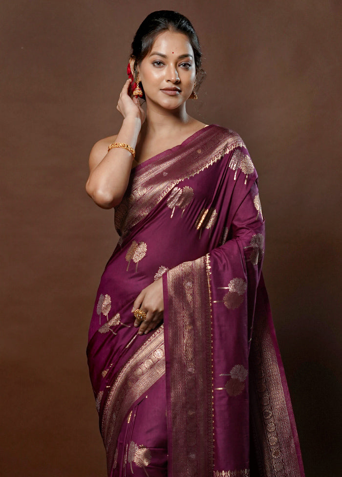 Purple Dupion Silk Saree With Blouse Piece