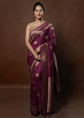 Purple Dupion Silk Saree With Blouse Piece