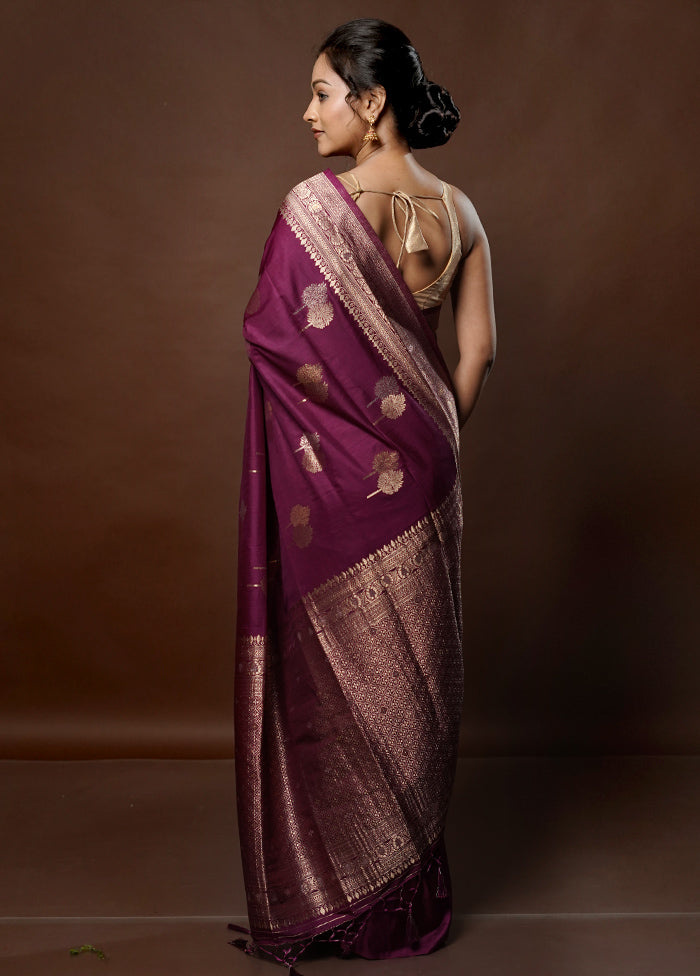 Purple Dupion Silk Saree With Blouse Piece