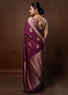 Purple Dupion Silk Saree With Blouse Piece