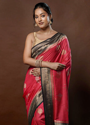 Pink Dupion Silk Saree With Blouse Piece