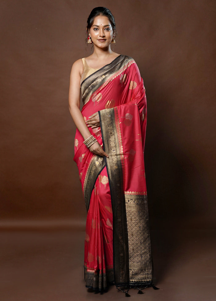 Pink Dupion Silk Saree With Blouse Piece