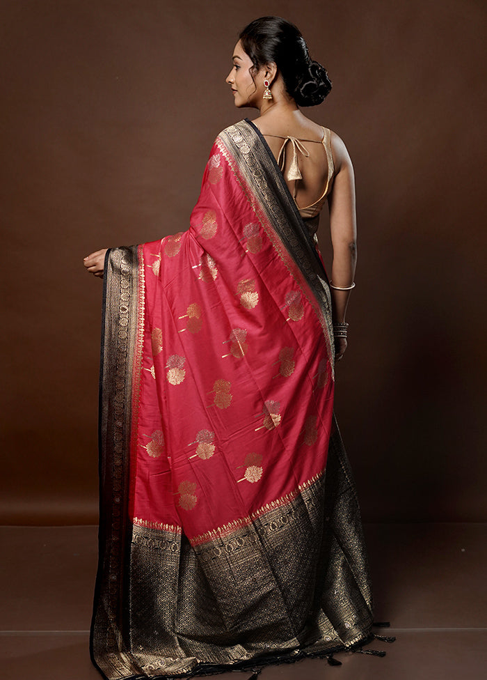 Pink Dupion Silk Saree With Blouse Piece