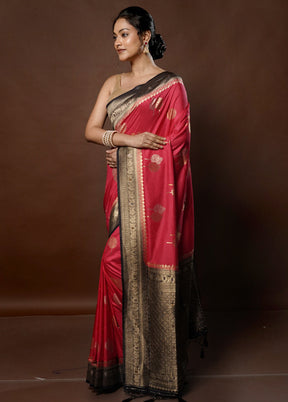 Pink Dupion Silk Saree With Blouse Piece