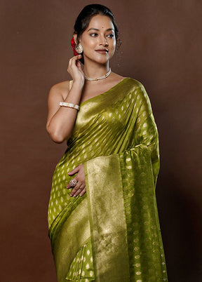 Green Dupion Silk Saree With Blouse Piece - Indian Silk House Agencies