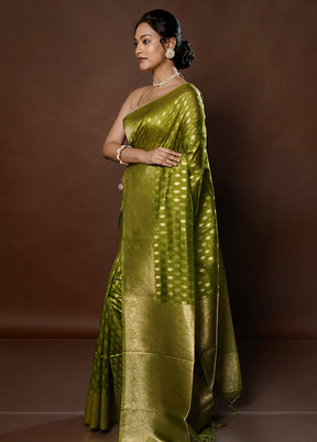 Green Dupion Silk Saree With Blouse Piece - Indian Silk House Agencies