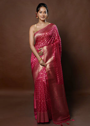 Pink Dupion Silk Saree With Blouse Piece