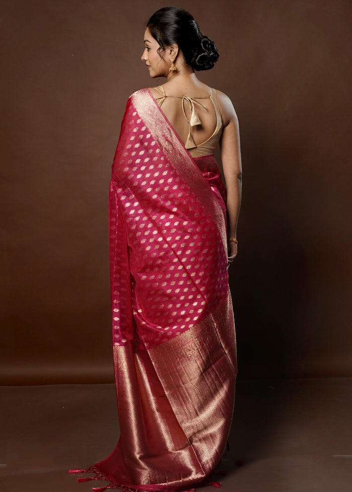 Pink Dupion Silk Saree With Blouse Piece