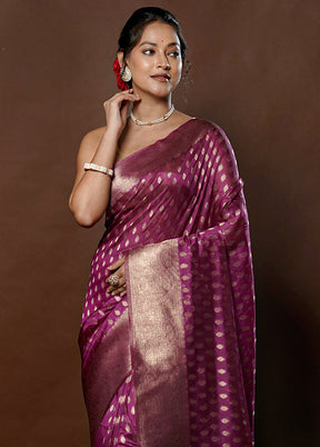 Purple Dupion Silk Saree With Blouse Piece - Indian Silk House Agencies