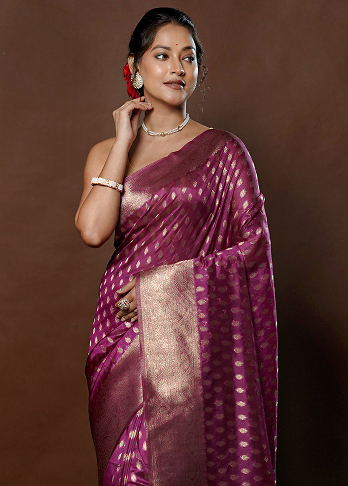 Purple Dupion Silk Saree With Blouse Piece - Indian Silk House Agencies