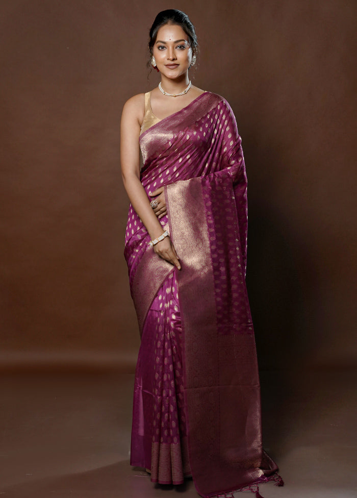 Purple Dupion Silk Saree With Blouse Piece - Indian Silk House Agencies