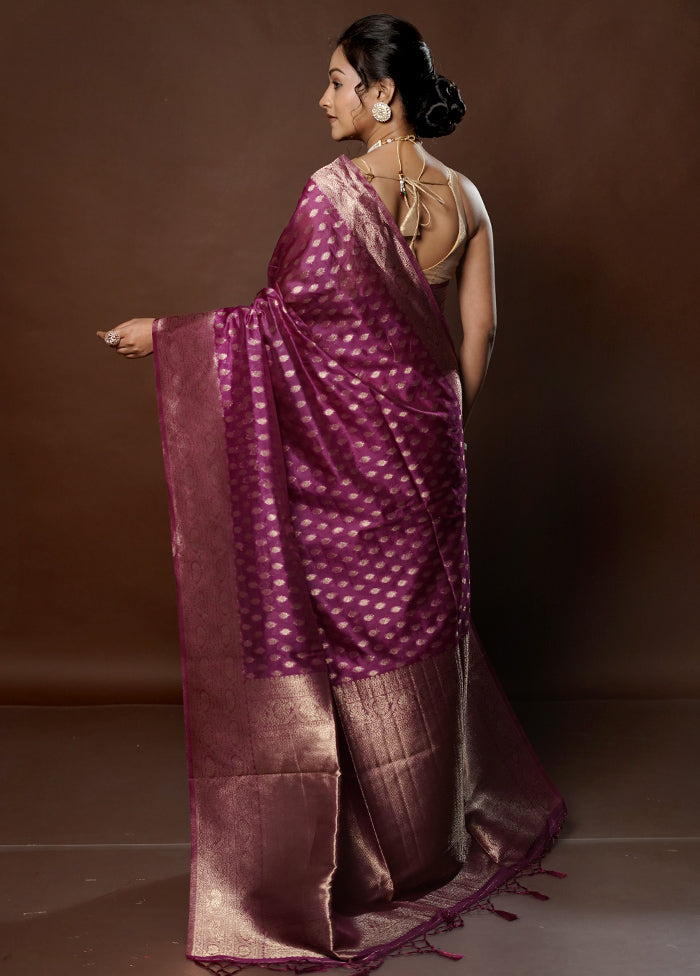 Purple Dupion Silk Saree With Blouse Piece - Indian Silk House Agencies