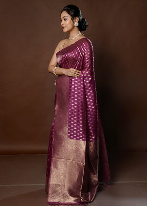 Purple Dupion Silk Saree With Blouse Piece - Indian Silk House Agencies