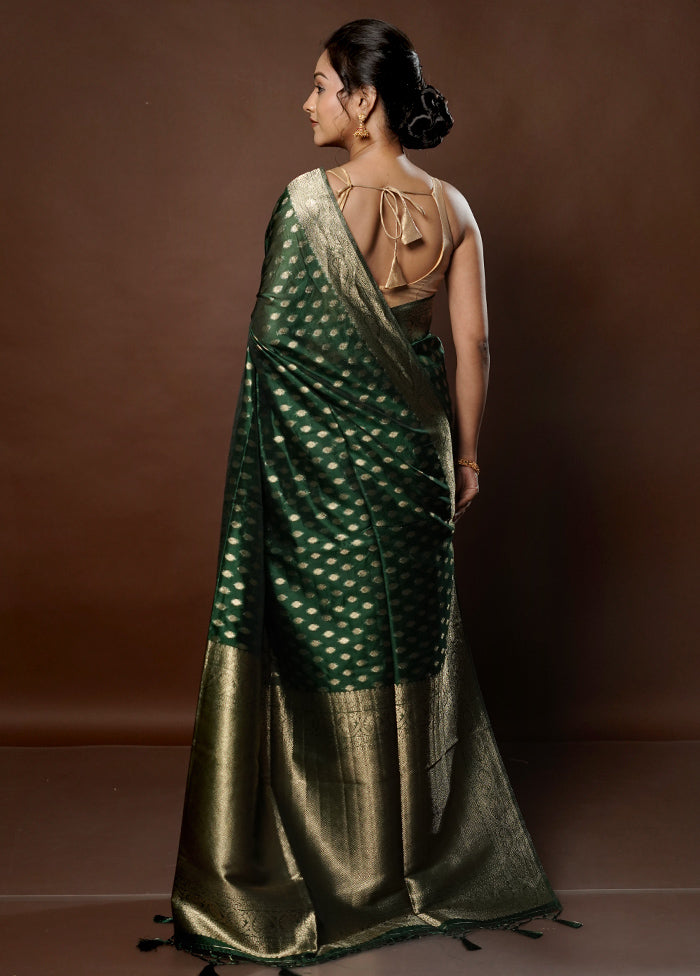 Green Dupion Silk Saree With Blouse Piece - Indian Silk House Agencies