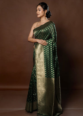 Green Dupion Silk Saree With Blouse Piece