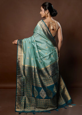 Green Dupion Silk Saree With Blouse Piece