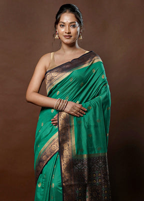 Green Dupion Silk Saree With Blouse Piece - Indian Silk House Agencies