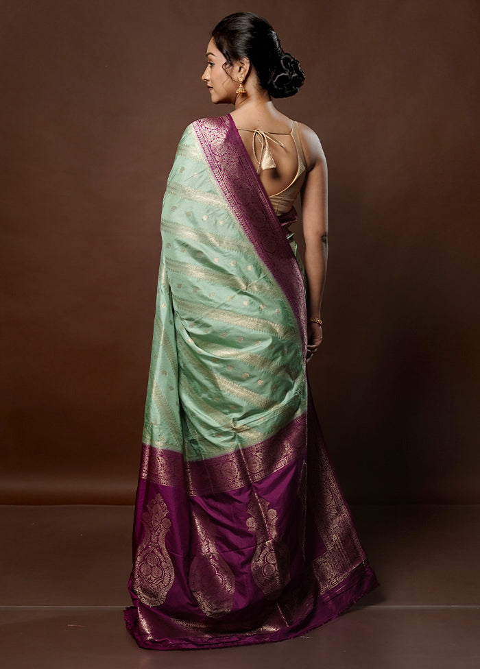 Green Dupion Silk Saree With Blouse Piece