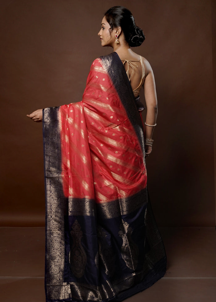 Red Dupion Silk Saree With Blouse Piece