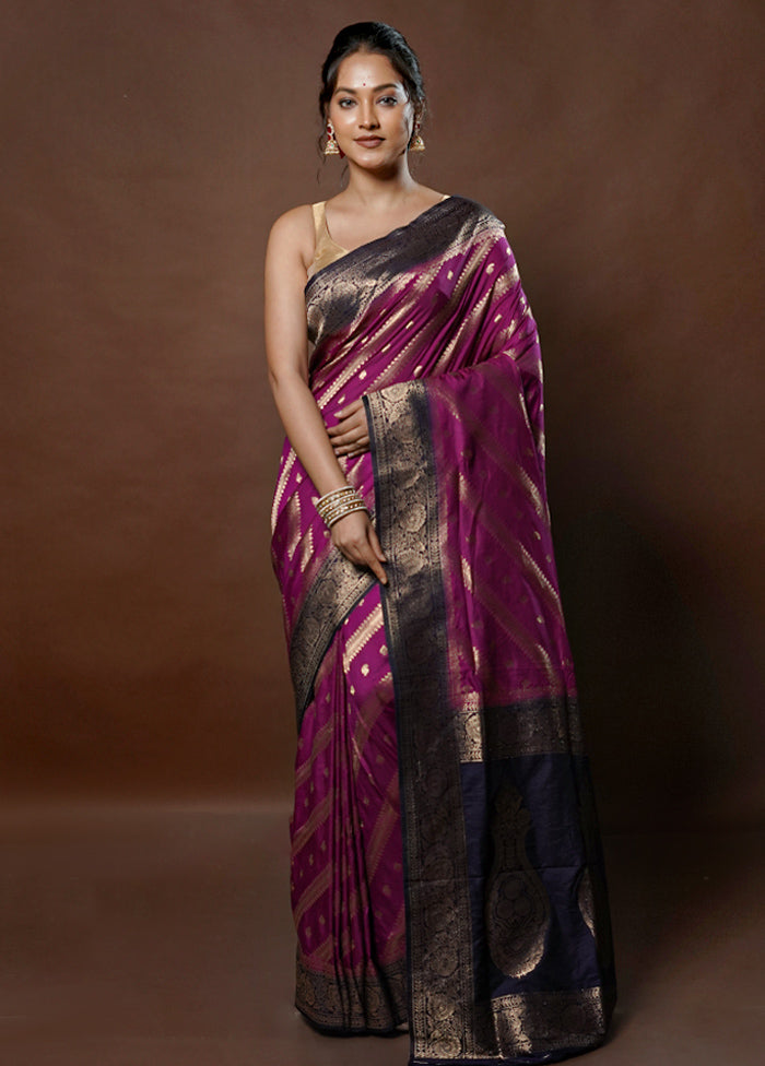 Purple Dupion Silk Saree With Blouse Piece