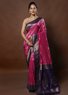 Pink Dupion Silk Saree With Blouse Piece