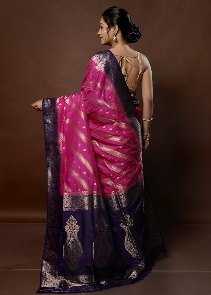 Pink Dupion Silk Saree With Blouse Piece