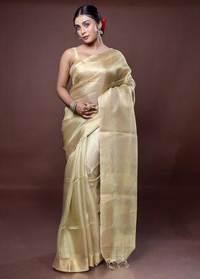 Golden Tissue Silk Saree With Blouse Piece