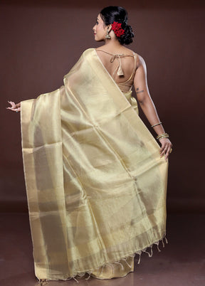 Golden Tissue Silk Saree With Blouse Piece