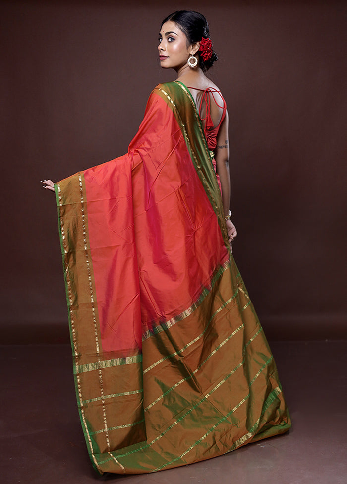 Pink Kanjivaram Silk Saree With Blouse Piece