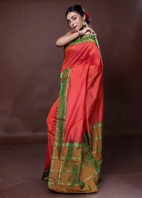 Pink Kanjivaram Silk Saree With Blouse Piece