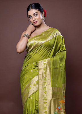 Green Dupion Silk Saree With Blouse Piece