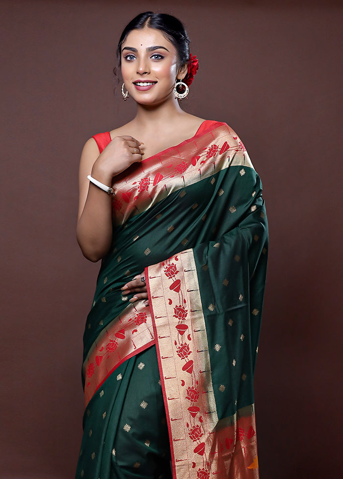 Green Dupion Silk Saree With Blouse Piece