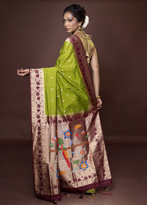 Green Dupion Silk Saree With Blouse Piece