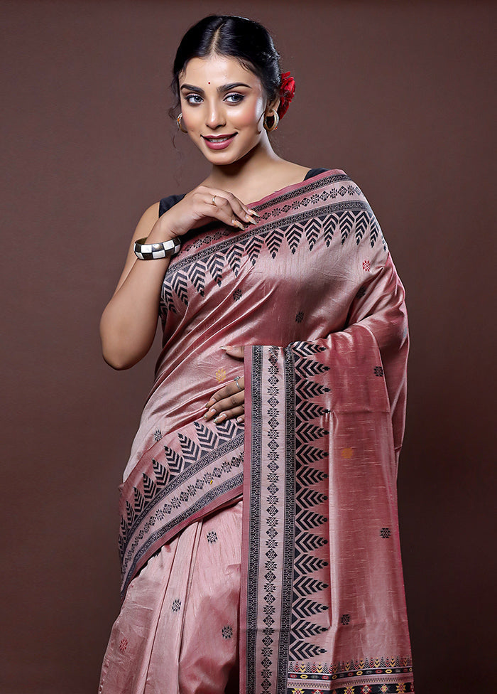 Pink Dupion Silk Saree With Blouse Piece