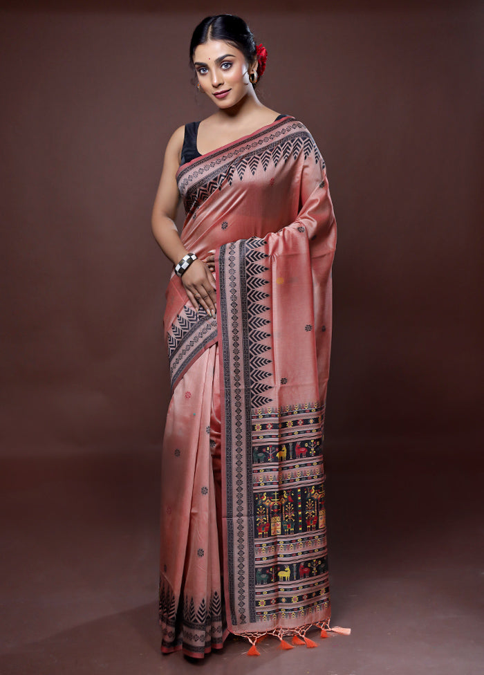 Pink Dupion Silk Saree With Blouse Piece