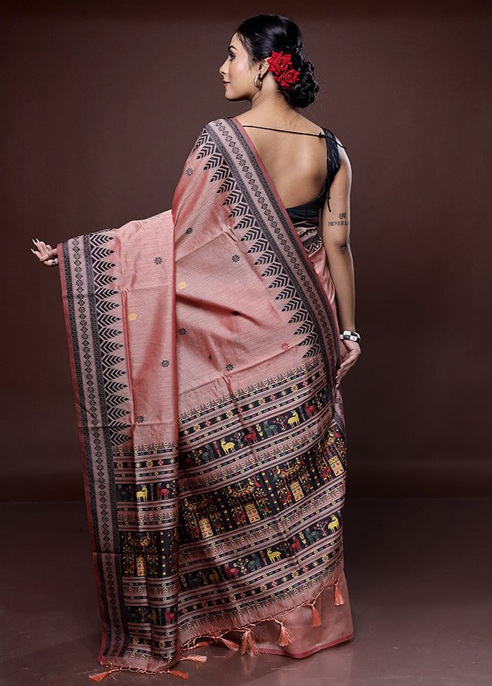 Pink Dupion Silk Saree With Blouse Piece