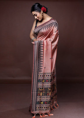 Pink Dupion Silk Saree With Blouse Piece